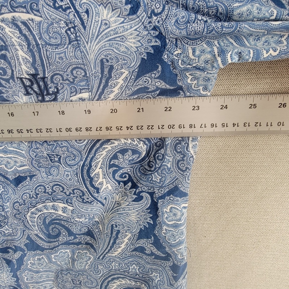 Lauren Ralph Lauren Womens Pajamas 2 Piece Paisley Set Top Pants Size Large Blue - Picture 10 of 14